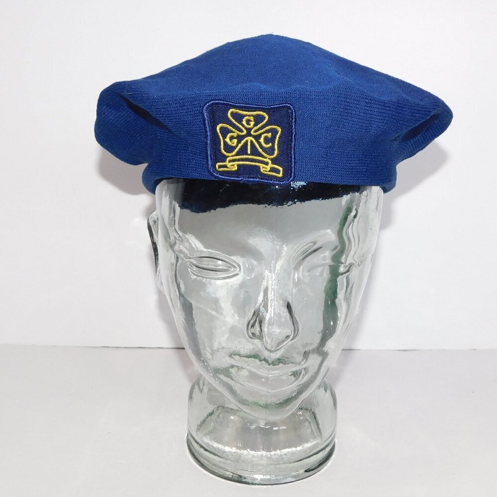 Vintage Girl Guides of Canada GGC Navy Nylon Beret Parkhurst Size Large